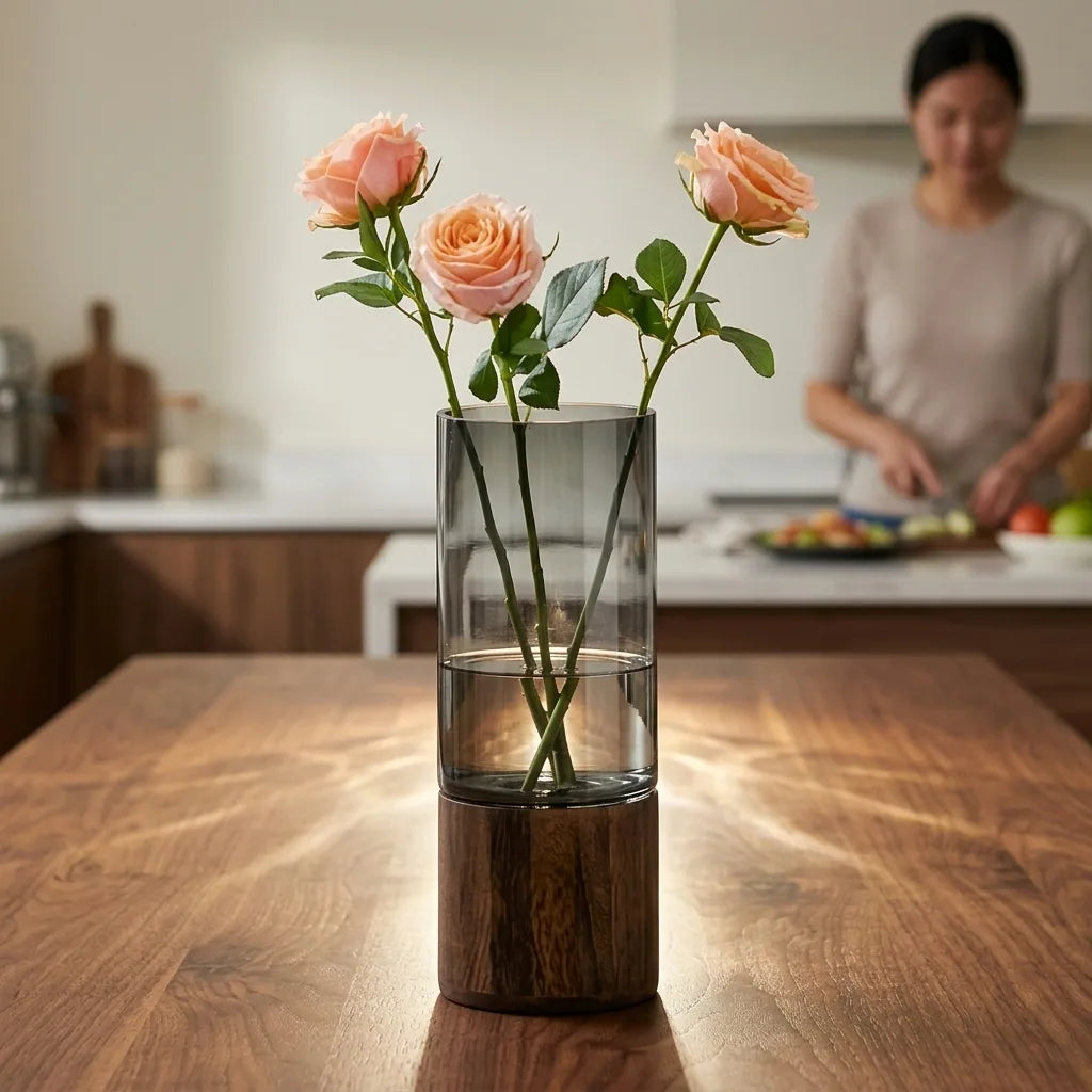 Light Luxury Simple Retro Vase Decoration Creative Primary Color Glass Water Nourishing Vase Living Room Table Decoration