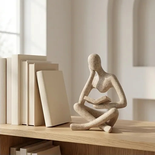 Bookshelf Decor Home Decor - Person Who is Thinking Abstract Thinker Sculpture Figurine Statue Resin Modern Reading Decoration