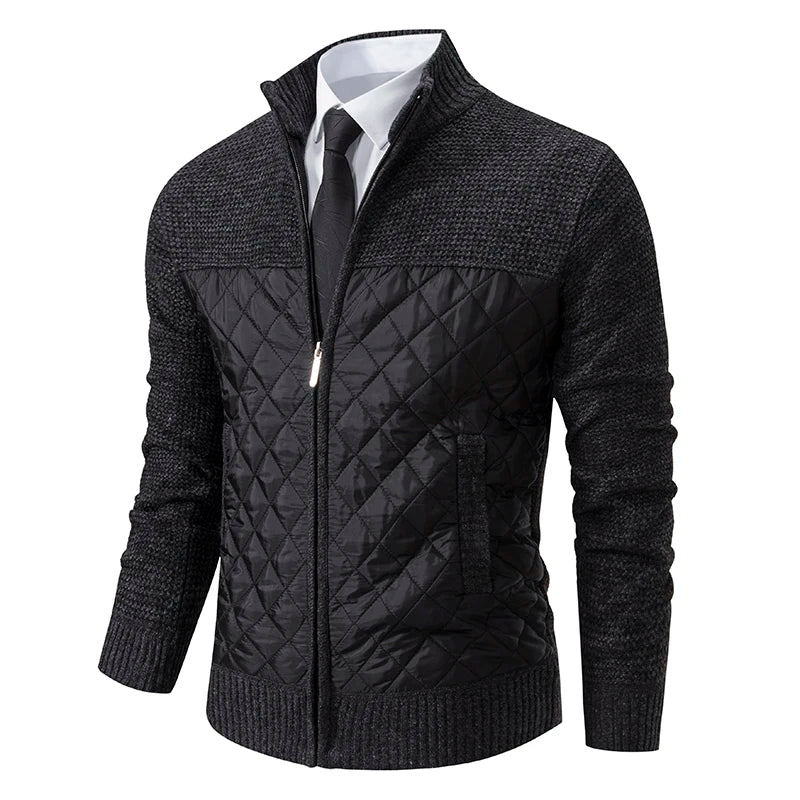 Men's Loose Cardigan High Neck Jumpers Patchworked Windbreaker Causal Jackets