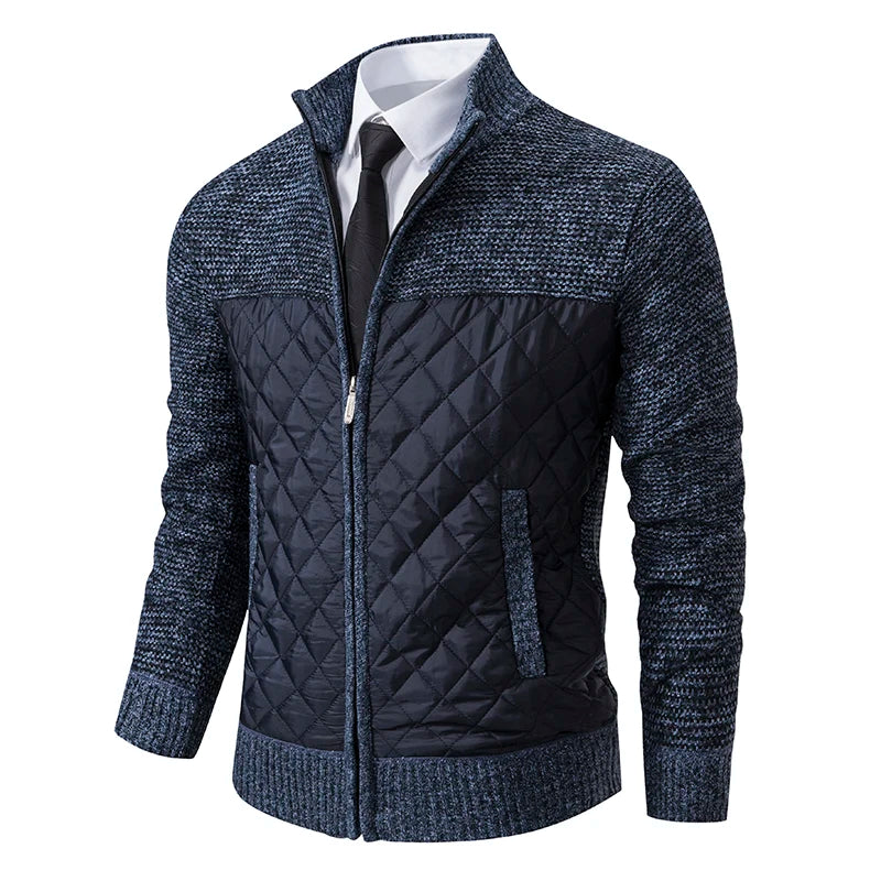 Men's Loose Cardigan High Neck Jumpers Patchworked Windbreaker Causal Jackets