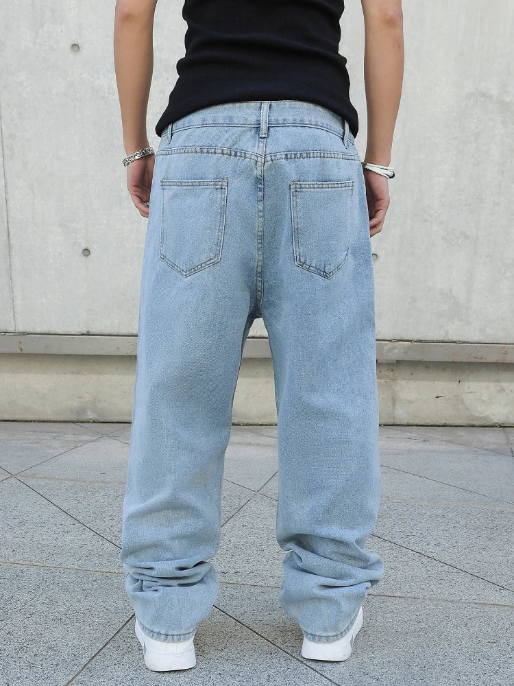 Men Baggy Jeans Casual Denim Trousers Streetwear Fashion Y2k Wide Leg Pants