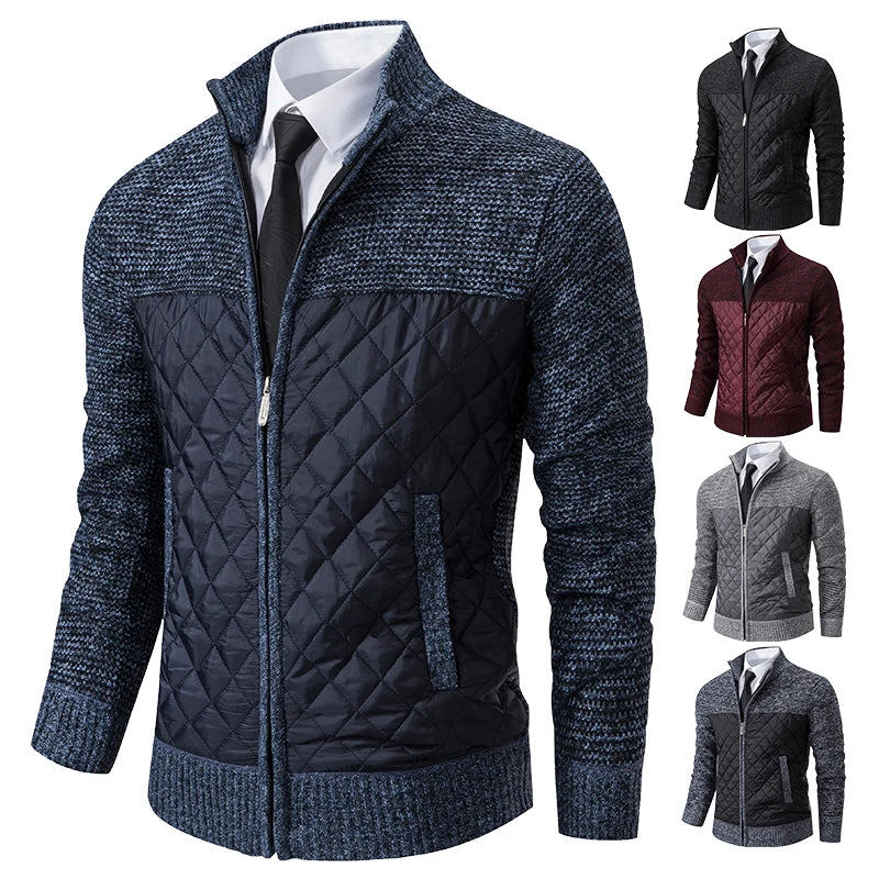 Men's Loose Cardigan High Neck Jumpers Patchworked Windbreaker Causal Jackets