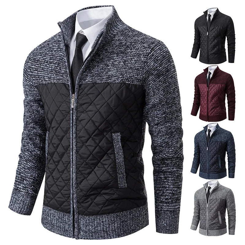 Men's Loose Cardigan High Neck Jumpers Patchworked Windbreaker Causal Jackets