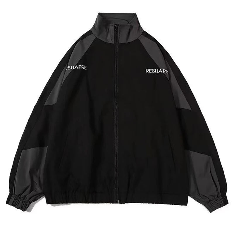 Hip Hop Varsity Jacket Men/women High Street Patchwork Color Black Windbreaker Coats Women Thin Fashion Jackets