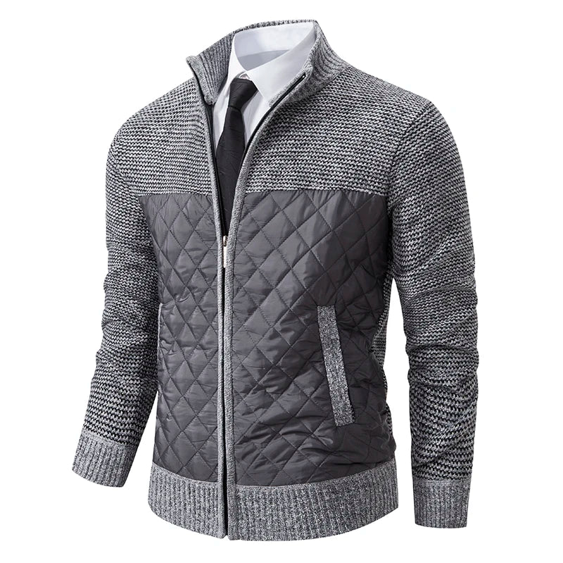 Men's Loose Cardigan High Neck Jumpers Patchworked Windbreaker Causal Jackets