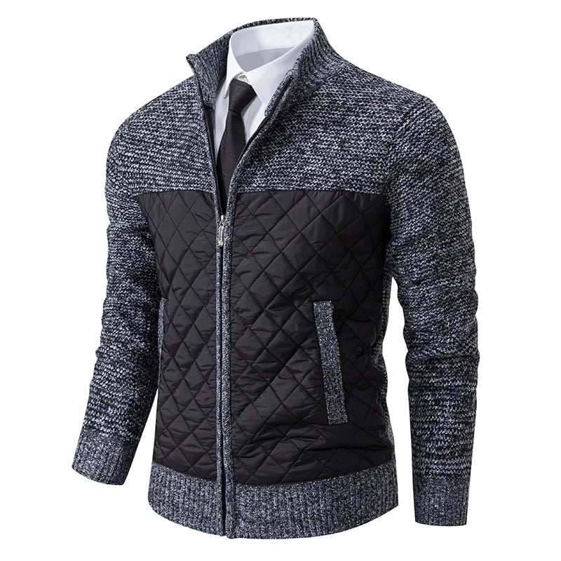 Men's Loose Cardigan High Neck Jumpers Patchworked Windbreaker Causal Jackets