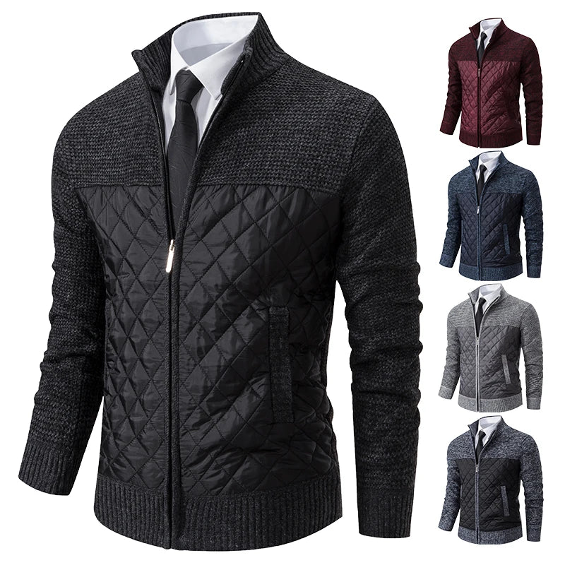 Men's Loose Cardigan High Neck Jumpers Patchworked Windbreaker Causal Jackets