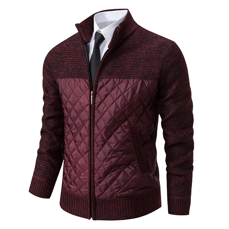 Men's Loose Cardigan High Neck Jumpers Patchworked Windbreaker Causal Jackets
