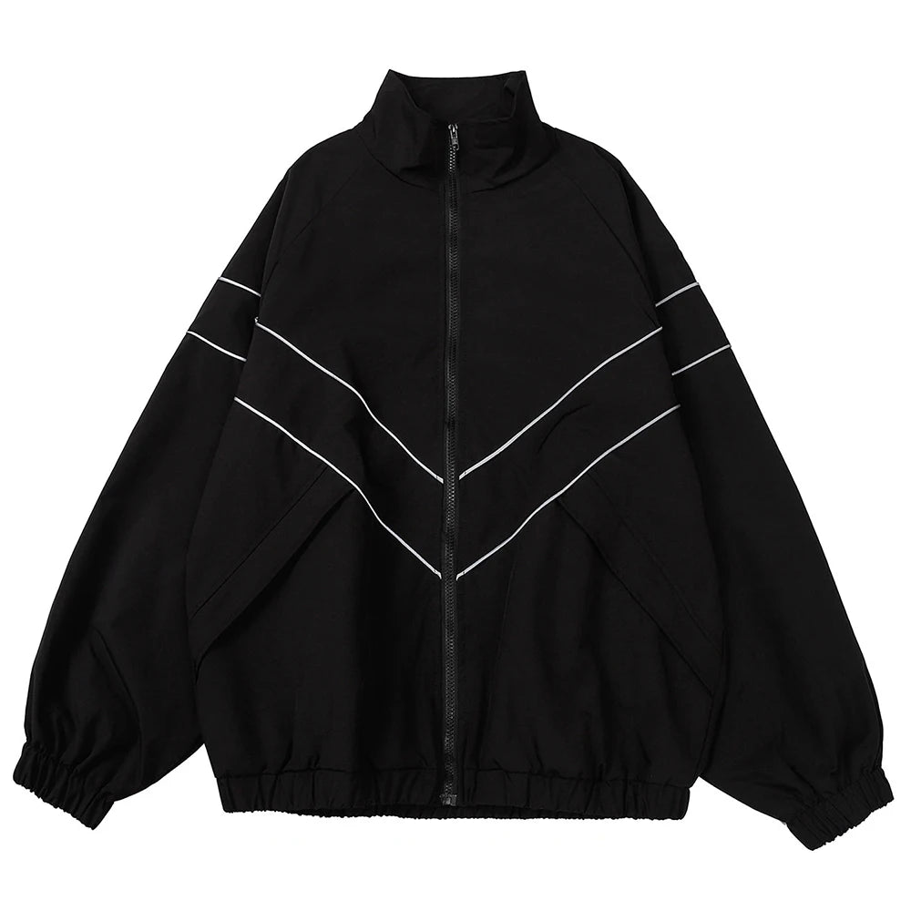 Hip Hop Varsity Jacket Men/women High Street Patchwork Color Black Windbreaker Coats Women Thin Fashion Jackets