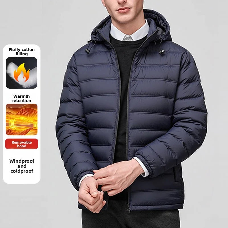 Puffer Jacket Men Hooded Warm Winter Jacket Thick Business Parkas Outerwear Coat Fashion Casual Lightweight