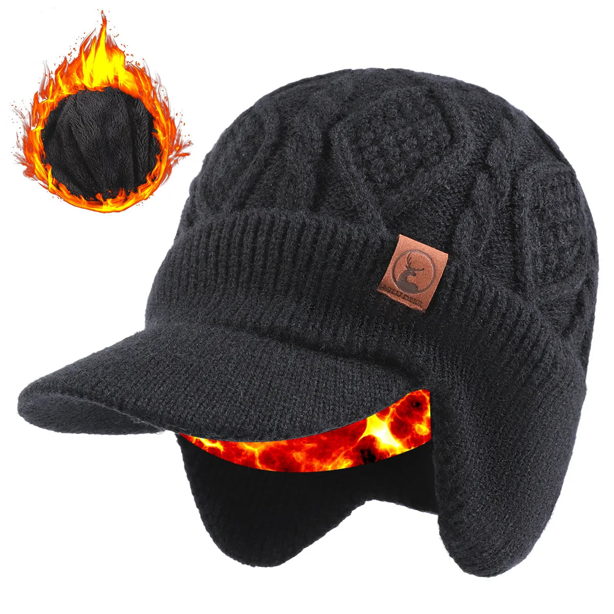 New Unisex Winter Hat Plush Fur Lined Warm Earflap Cap Stylish Soft Beanie