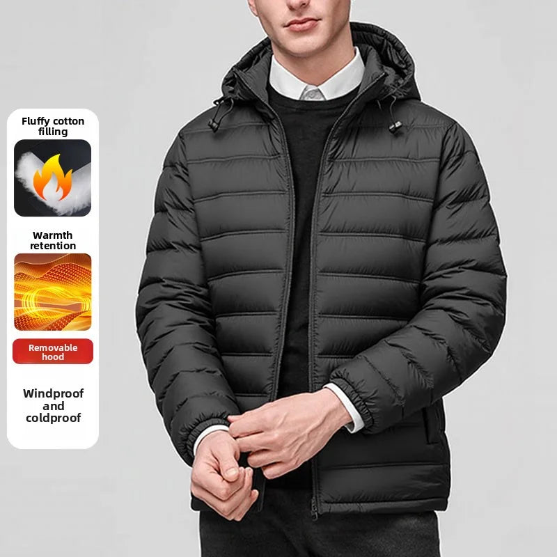 Puffer Jacket Men Hooded Warm Winter Jacket Thick Business Parkas Outerwear Coat Fashion Casual Lightweight