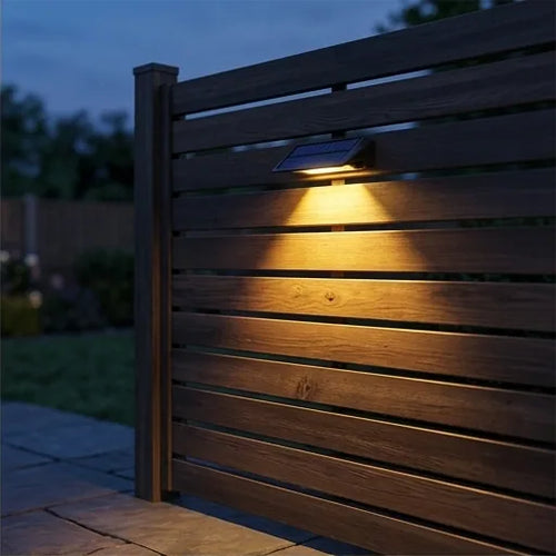 2 Pack Solar Wall Lights 4 LED Solar Fence Lights Outdoor Waterproof Solar Deck Lights Wall Lights for Fence Post Yard Pathway