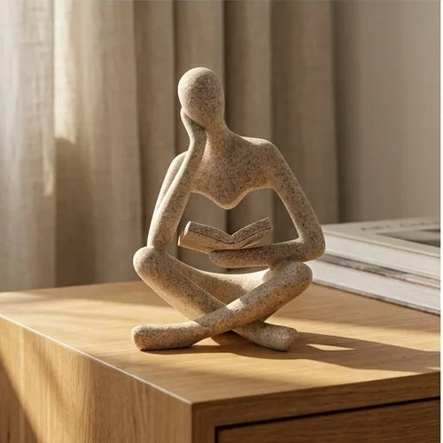 Bookshelf Decor Home Decor - Person Who is Thinking Abstract Thinker Sculpture Figurine Statue Resin Modern Reading Decoration